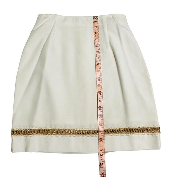 Vtg Nina K 90s cream rayon mix embroidered beaded cut out skirt suit size Small - Picture 12 of 16